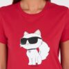 KARL LAGERFELD Czerwony damski t-shirt z kotem