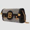 BALMAIN Czarno-biała torebka B-buzz Pouch 23-cuir Emb Pb