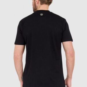 4fbf9a0fcd3af1b33c6313f399c46eca1efb76bc PHILIPP PLEIN Czarny męski t-shirt zdobiony dżetami z czaszką i logo