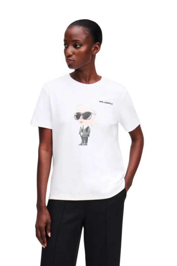 KARL LAGERFELD Biały t-shirt damski Ikon Aquarelle K