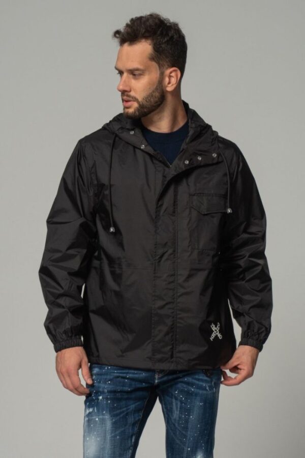 KENZO Czarna męska kurtka wiatrówka z kapturem