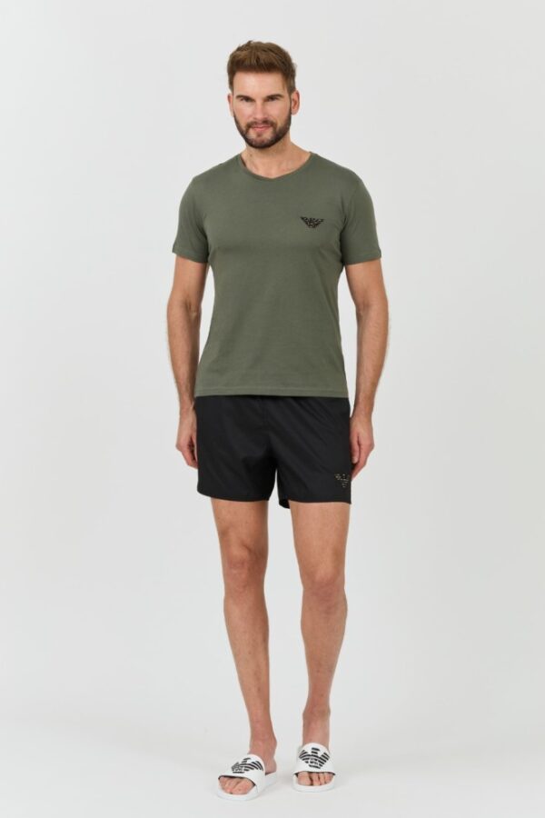 EMPORIO ARMANI Zielony męski t-shirt logo brodé