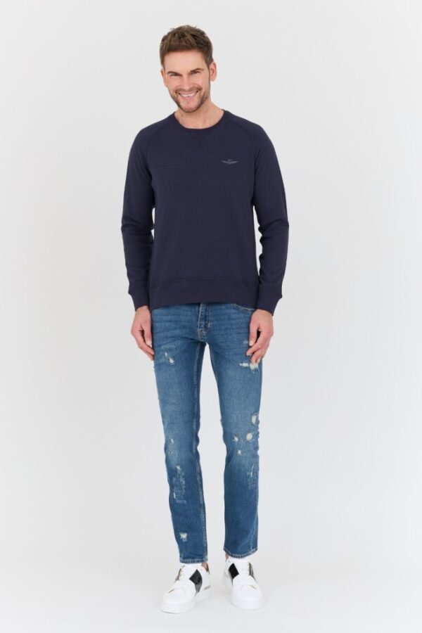 AERONAUTICA MILITARE Granatowa bluza męska Felpa Girocollo