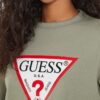GUESS Zielona bluza damska z dużym logo Original Fleece