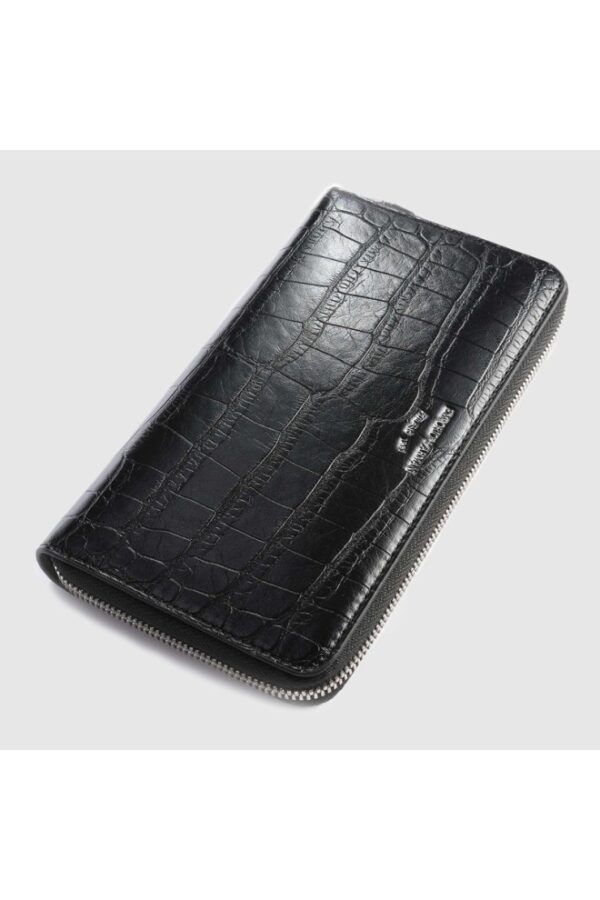 EMPORIO ARMANI Czarny portfel damski we wzór krokodyla