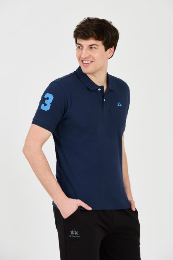LA MARTINA Granatowe męskie polo z małym logo