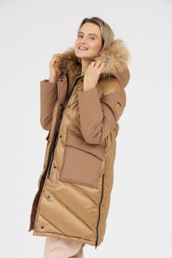 BLAUER Brązowa damska puchowa kurtka Gwendolyn z kapturem