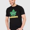 DSQUARED2 Czarny męski t-shirt z logo i zielonym liściem