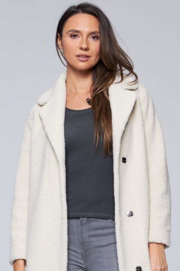 HETREGO Dwustronny płaszcz damski ecru Shannon, Rozmiar 38 EU - 42 IT