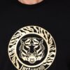 JUST CAVALLI Czarny męski t-shirt T-round Gold