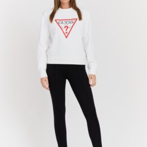 GUESS Biała damska bluza z dużym logo Original Fleece