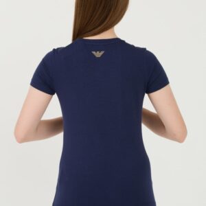 EA7 Granatowy damski t-shirt z cyrkoniami