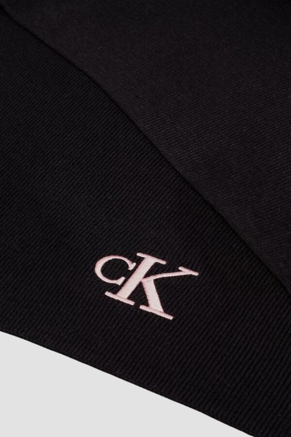 CALVIN KLEIN Czarny damski szalik z różowym logo