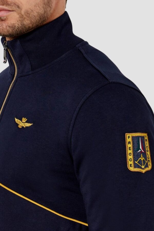 AERONAUTICA MILITARE Granatowa bluza męska Embroidered Color-block