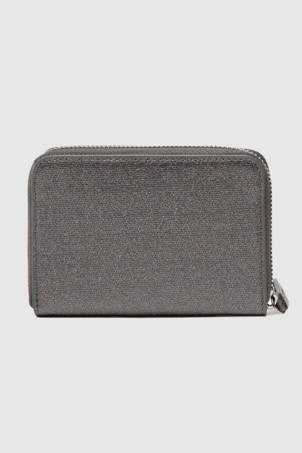 VALENTINO Zestaw ciemnosrebrny portfel damski z lusterkie