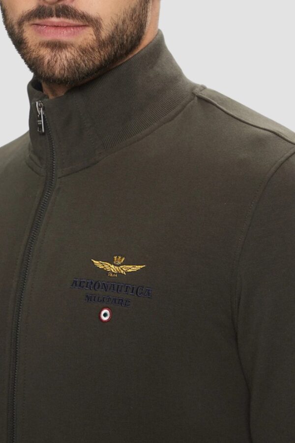 AERONAUTICA MILITARE Szarozielona bluza męska With Tricolor Insert