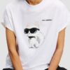 KARL LAGERFELD Biały damski t-shirt Ikon Aquarelle C Loose