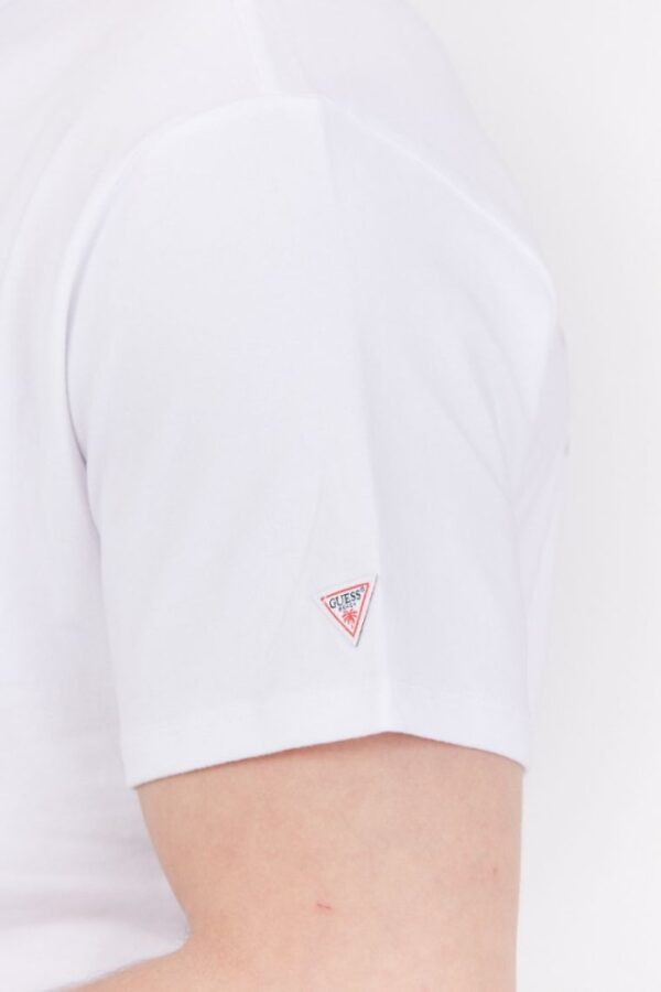 GUESS Biały bawełniany t-shirt męski sunset and palm trees