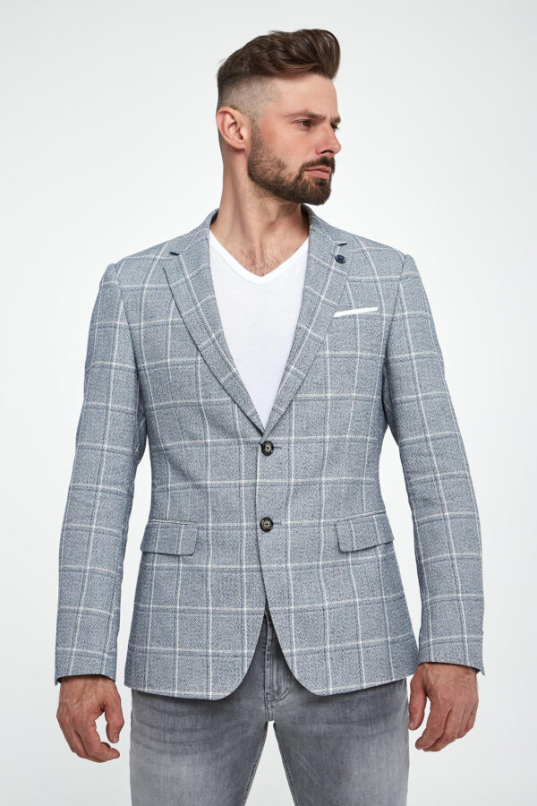 Marynarka męska w kratkę z lnem Hogiz JOOP! JEAN