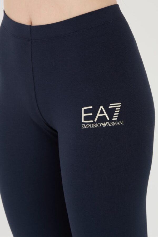 EA7 Granatowe damskie legginsy z małym logo