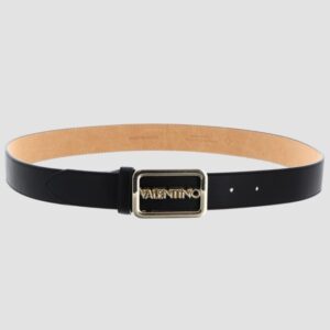 VALENTINO Czarny pasek damski Around Plaque Buckle Belt
