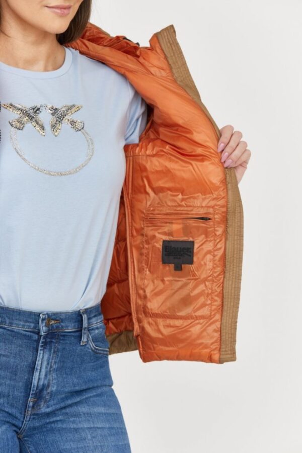 58ea8608cc19cee3fd7dfce082d2506814ba690b BLAUER Brązowa puchowa damska kurtka z kapturem Claudia fashion down jacket with hood