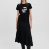 KARL LAGERFELD Сzarny damski t-shirt z cyrkoniami Ikon Duo