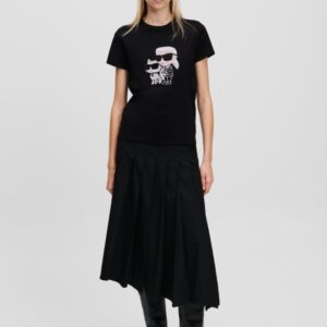 KARL LAGERFELD Сzarny damski t-shirt z cyrkoniami Ikon Duo