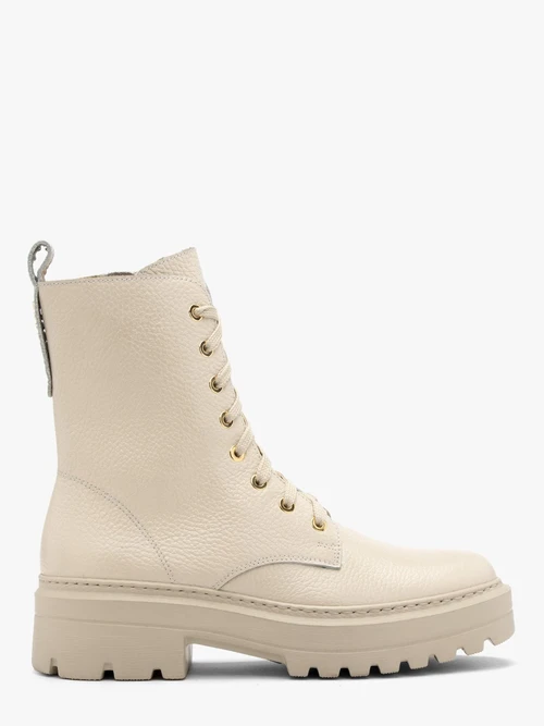 Kremowe trzewiki damskie na masywnym spodzie