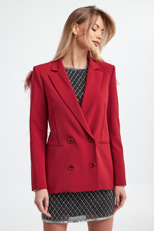 5a9199cb034465dcc4d4f9a5c829c59abbd6b032 Marynarka damska z piórami PATRIZIA PEPE