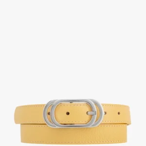 Żółty pasek damski ze srebrną klamrą