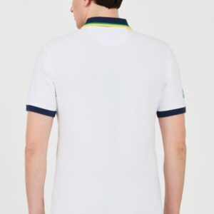 LA MARTINA Białe męskie polo z dużym logo