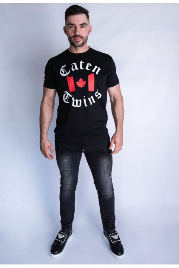 5b36978f326e3bd9c9c84e01c328556161e194f1 DSQUARED2 T-shirt męski, czarny z nadrukiem ,,caten twins