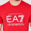 EA7 Czerwony męski t-shirt z dużym białym logo