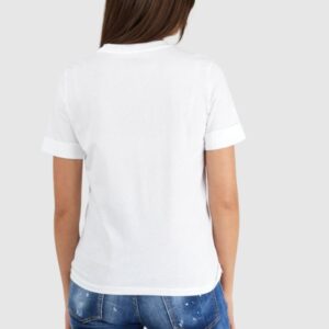5b9474bae1bc786ab80a7e14b11180b0111fe0c0 GUESS Biały t-shirt damski bawełniany z nadrukiem