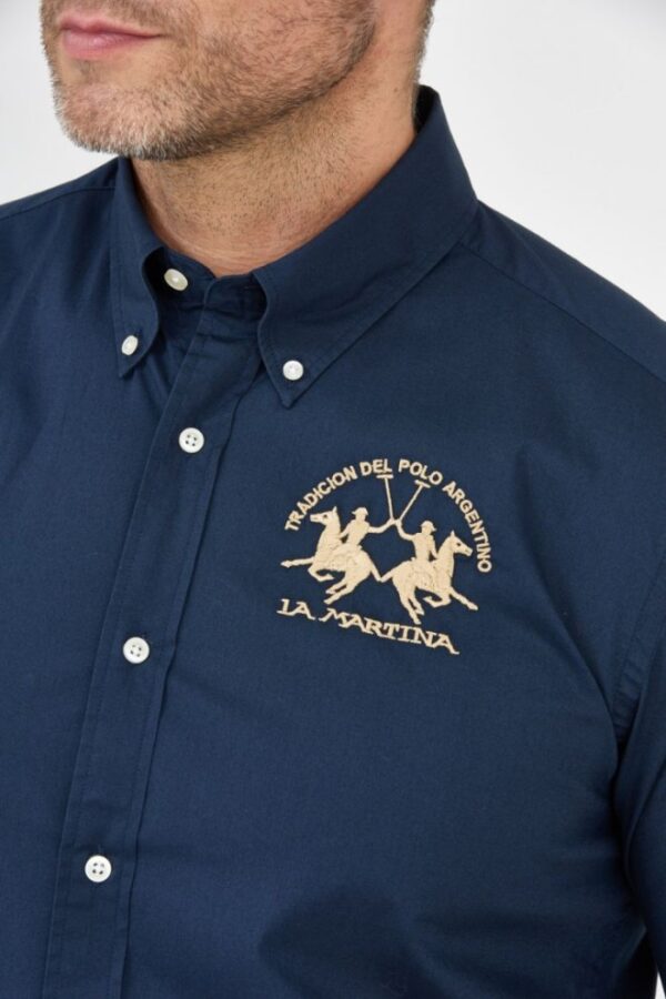 5ba6b1802d0a59fec66f241f740634bdc24683d1 LA MARTINA Granatowa koszula męska poplin stretch