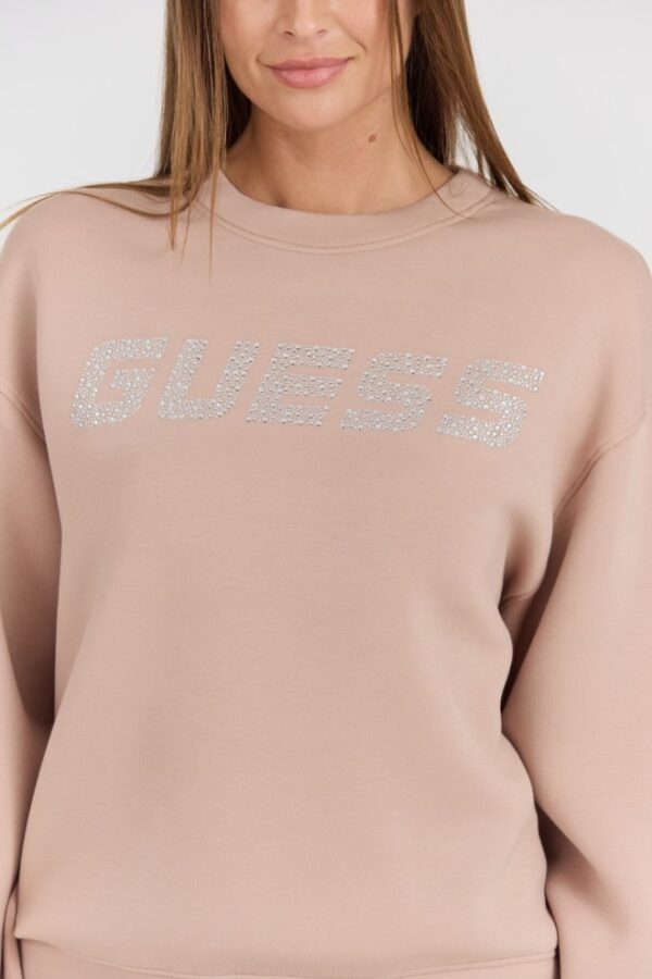 GUESS Beżowa damska bluza z cyrkoniami Cecilia