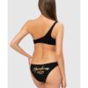 MOSCHINO Asymetryczna góra od bikini ze złotym logo