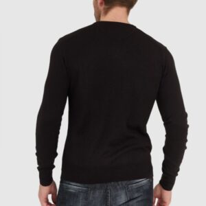 LA MARTINA Czarny sweter męski z wełną w serek