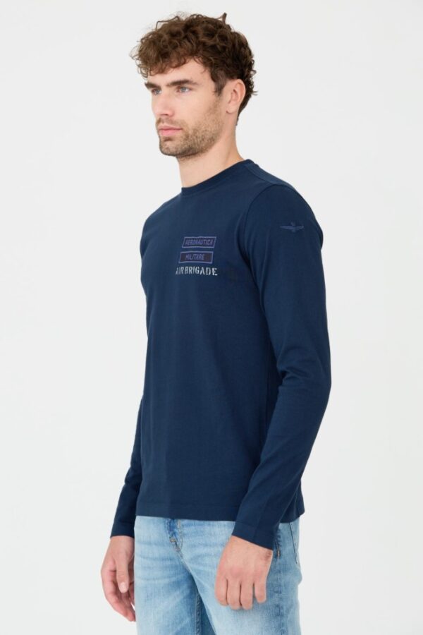 AERONAUTICA MILITARE Granatowy męski longsleeve bawełniany