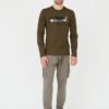 AERONAUTICA MILITARE Zielony męski longsleeve bawełniany