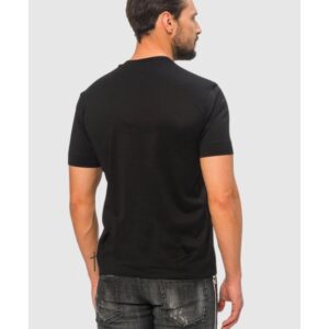 EMPORIO ARMANI Czarny t-shirt męski ze srebrnym logo