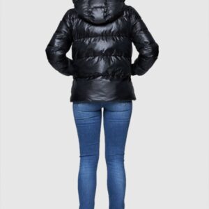 5d60623e534490b36ddb6f494e46bb73f8b2ece4 DIEGO M Czarna damska kurtka puchowa ze srebrnym zamkiem, Rozmiar 38 EU - 42 IT