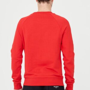 BALMAIN Czerwona męska bluza Printed Sweatshirt