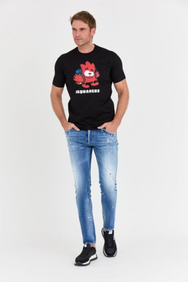 DSQUARED2 Czarny t-shity męski leaf buddy