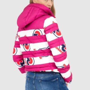 5ffbf08b1e2512a5282924e47b1553efca836415 INVICTA Różowa kurtka damska w białe pasy i logo