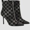 KARL LAGERFELD Czarne skórzane botki na szpilce Ankle Boot Monogram