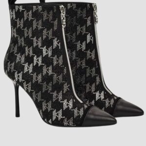 607665088a8009a7c06867848948ba2d6d6c8bf1 KARL LAGERFELD Czarne skórzane botki na szpilce Ankle Boot Monogram