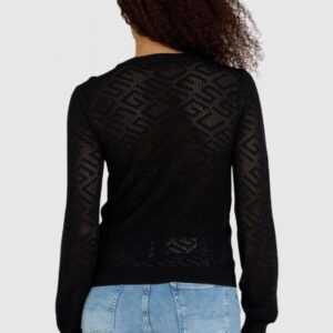 GUESS Czarny sweterek dzianinowy w monogram guess