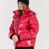 KARL LAGERFELD Czerwona damska kurtka Hooded Down Jacket